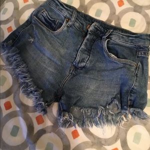 Jean fringe shorts